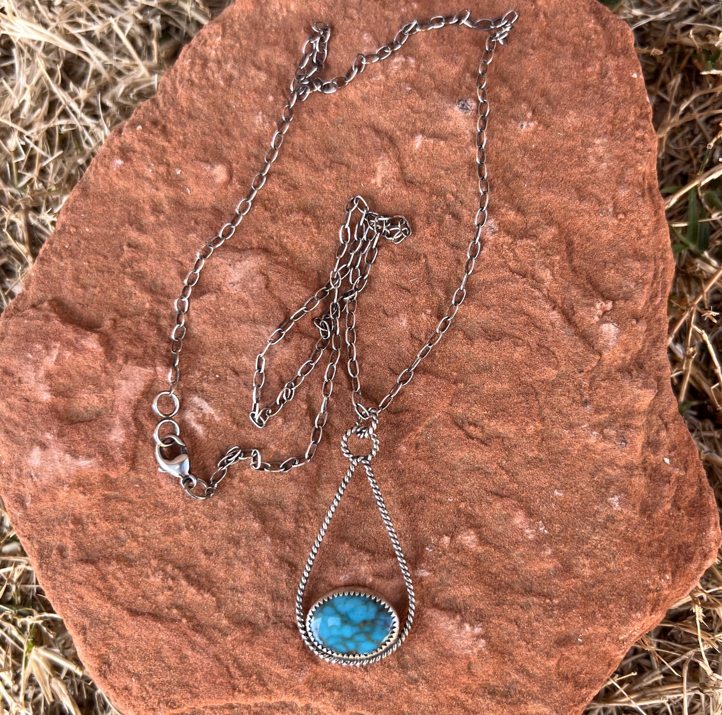 Sterling Silver & Turquoise Teardrop Necklace 2