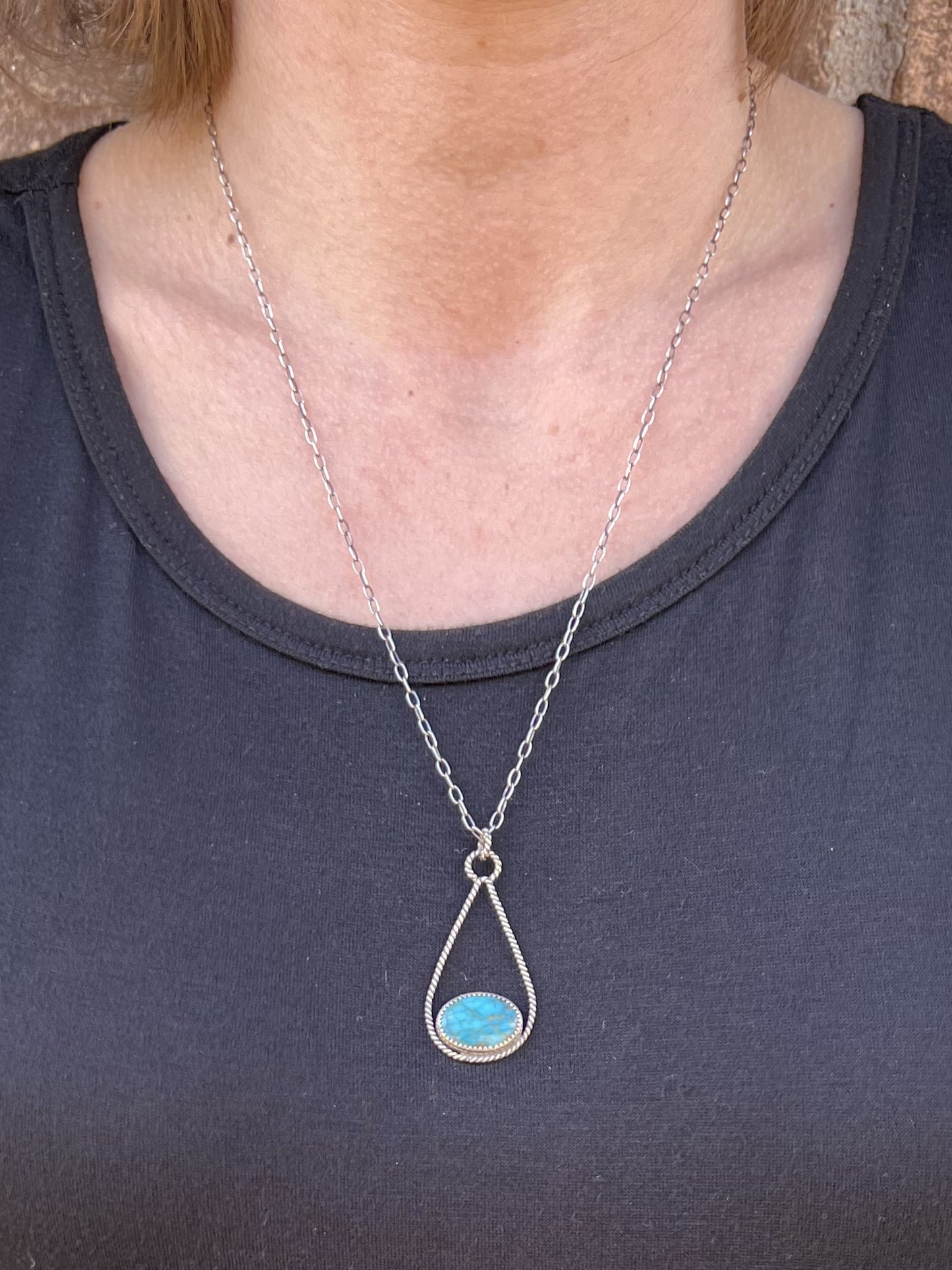 Sterling Silver & Turquoise Teardrop Necklace 2