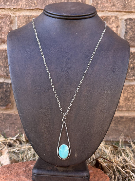 Sterling Silver & Turquoise Teardrop Necklace 1