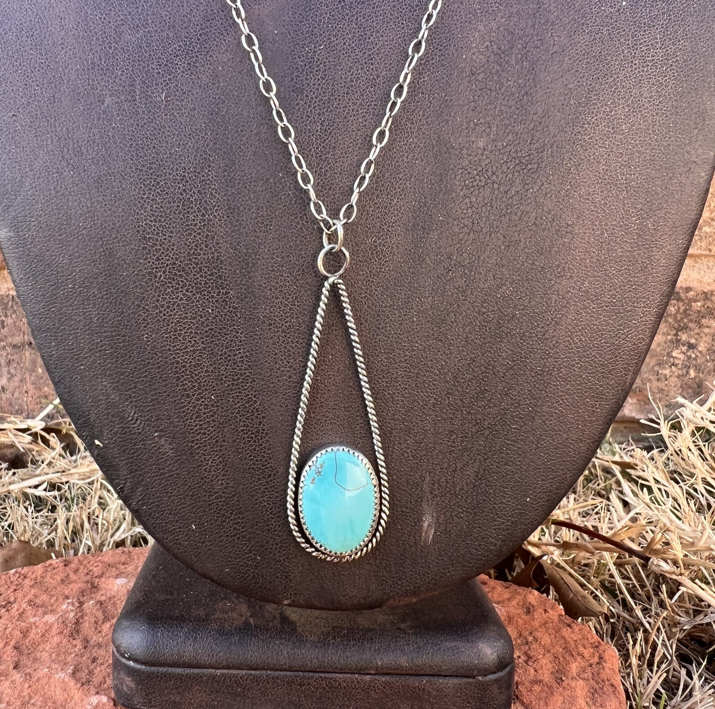 Sterling Silver & Turquoise Teardrop Necklace 1