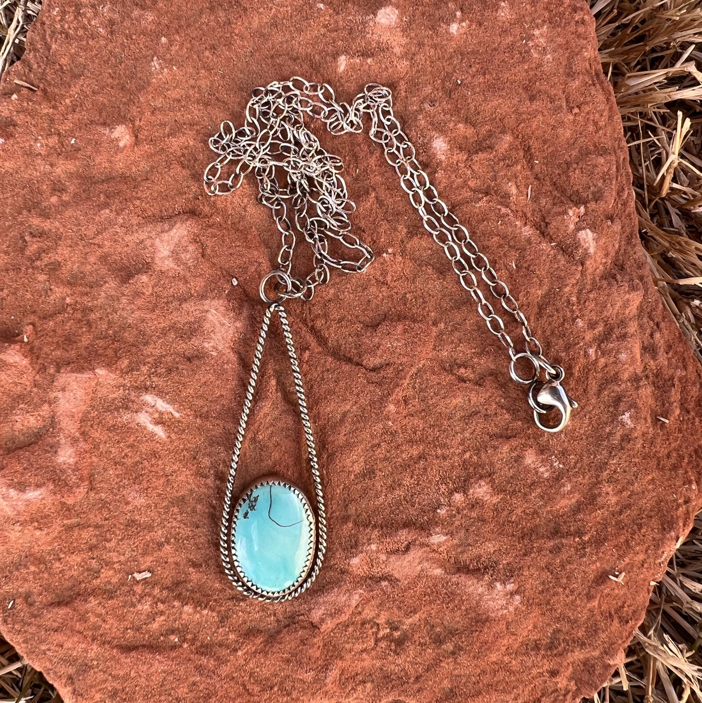 Sterling Silver & Turquoise Teardrop Necklace 1