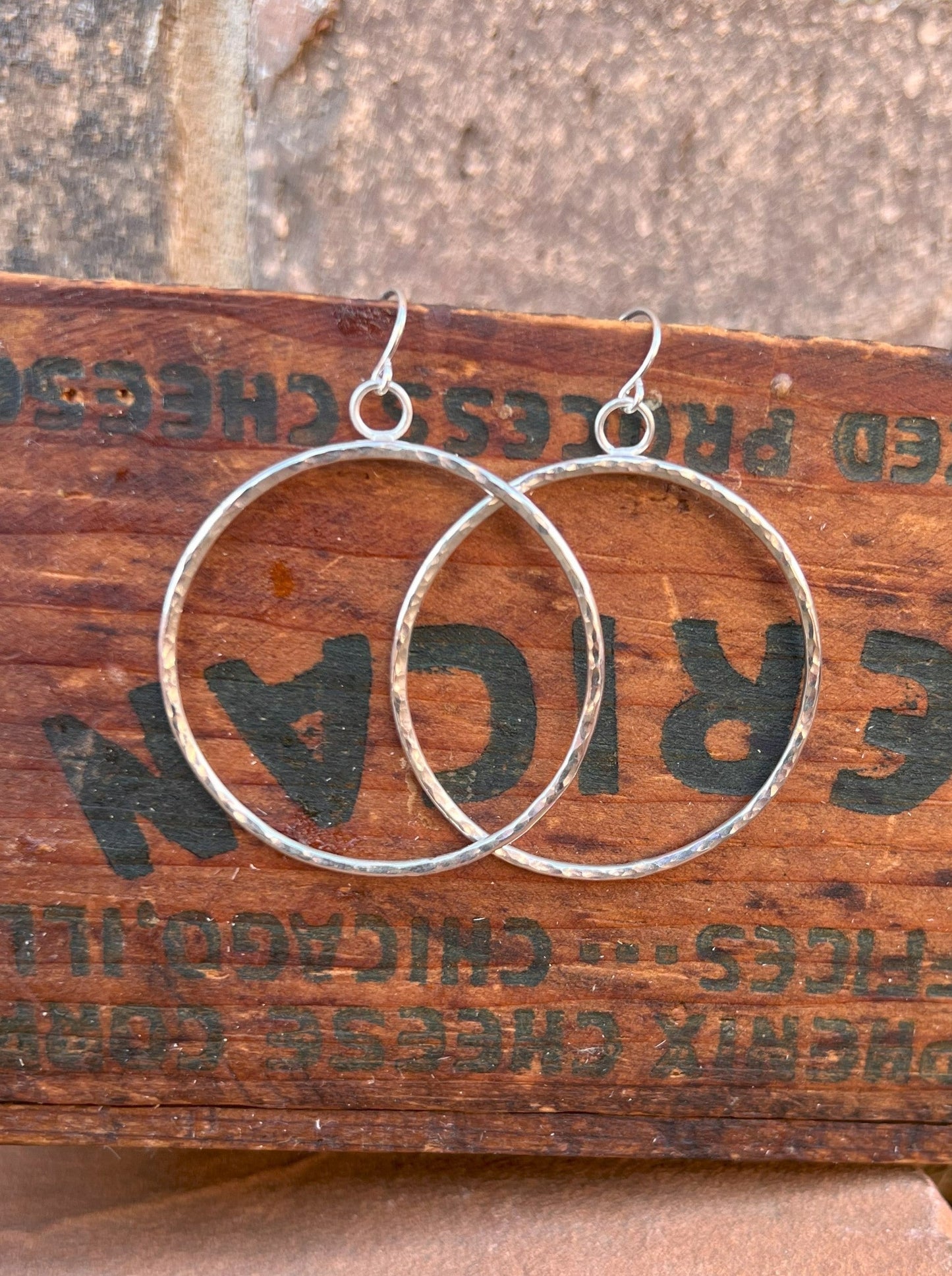 Sterling Silver Hammered Hoop Earring