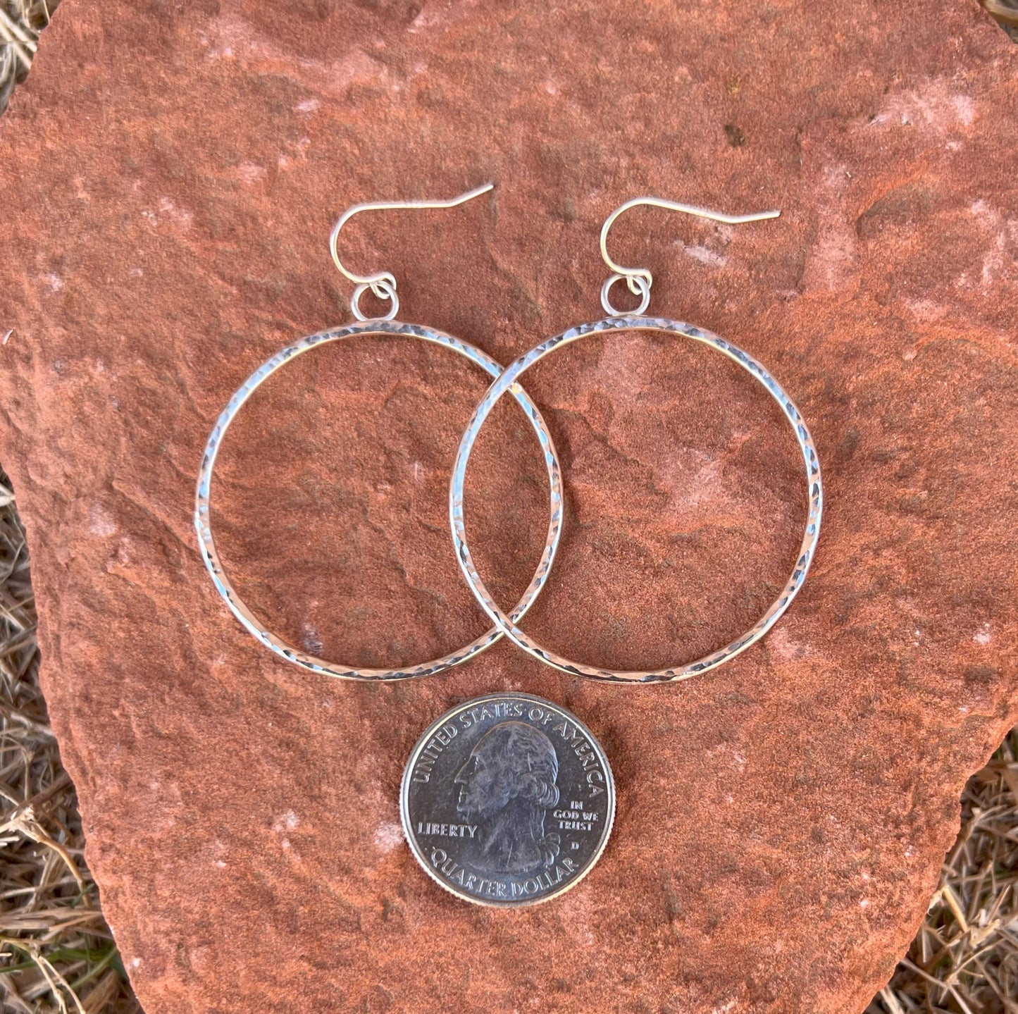 Sterling Silver Hammered Hoop Earring