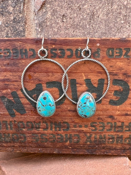 Sterling Silver & Turquoise Hoop Earring