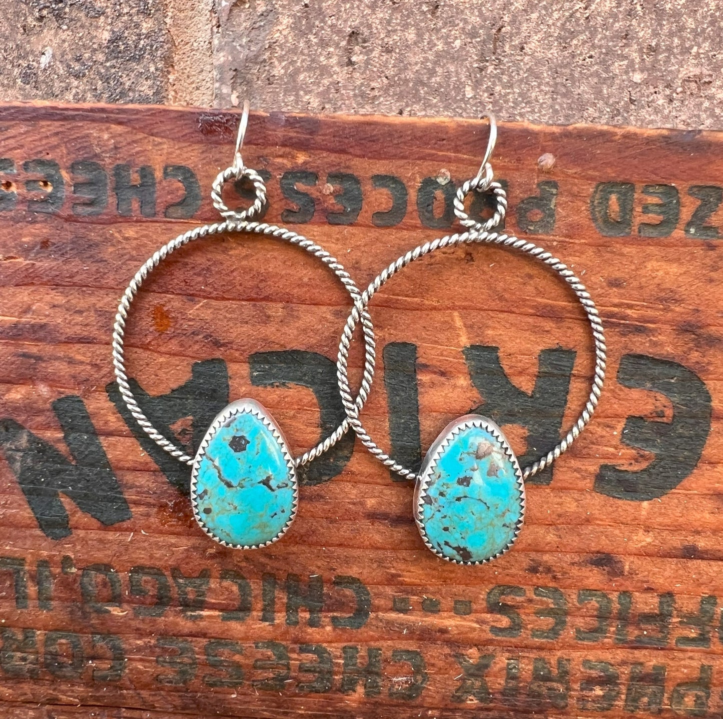 Sterling Silver & Turquoise Hoop Earring