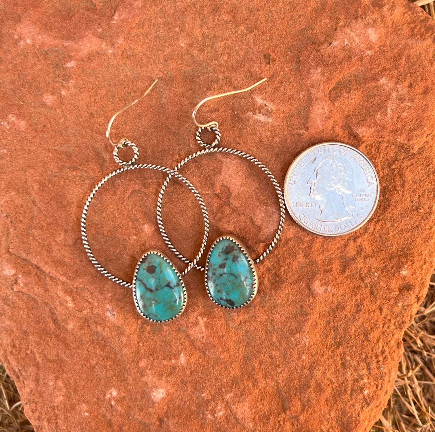 Sterling Silver & Turquoise Hoop Earring