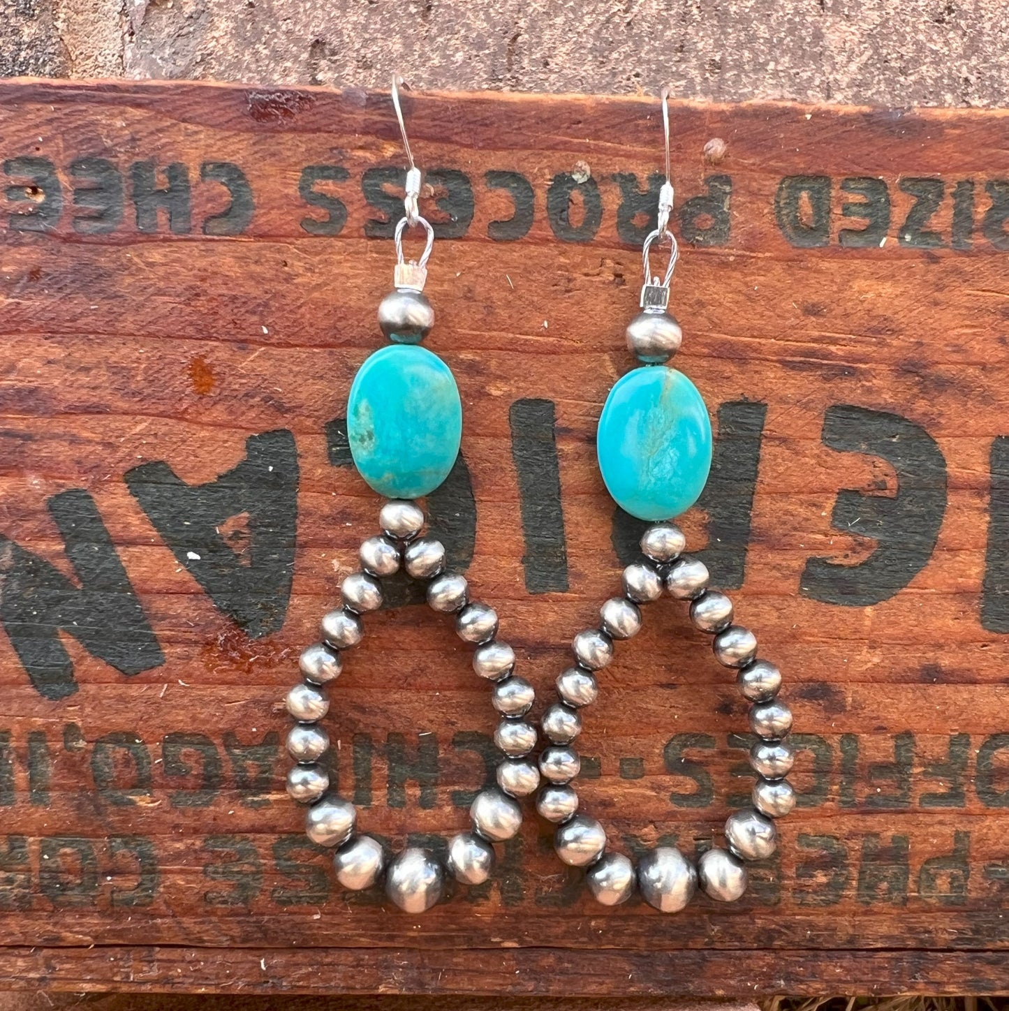 Navajo Pearl & Turquoise Teardrop Earring 1