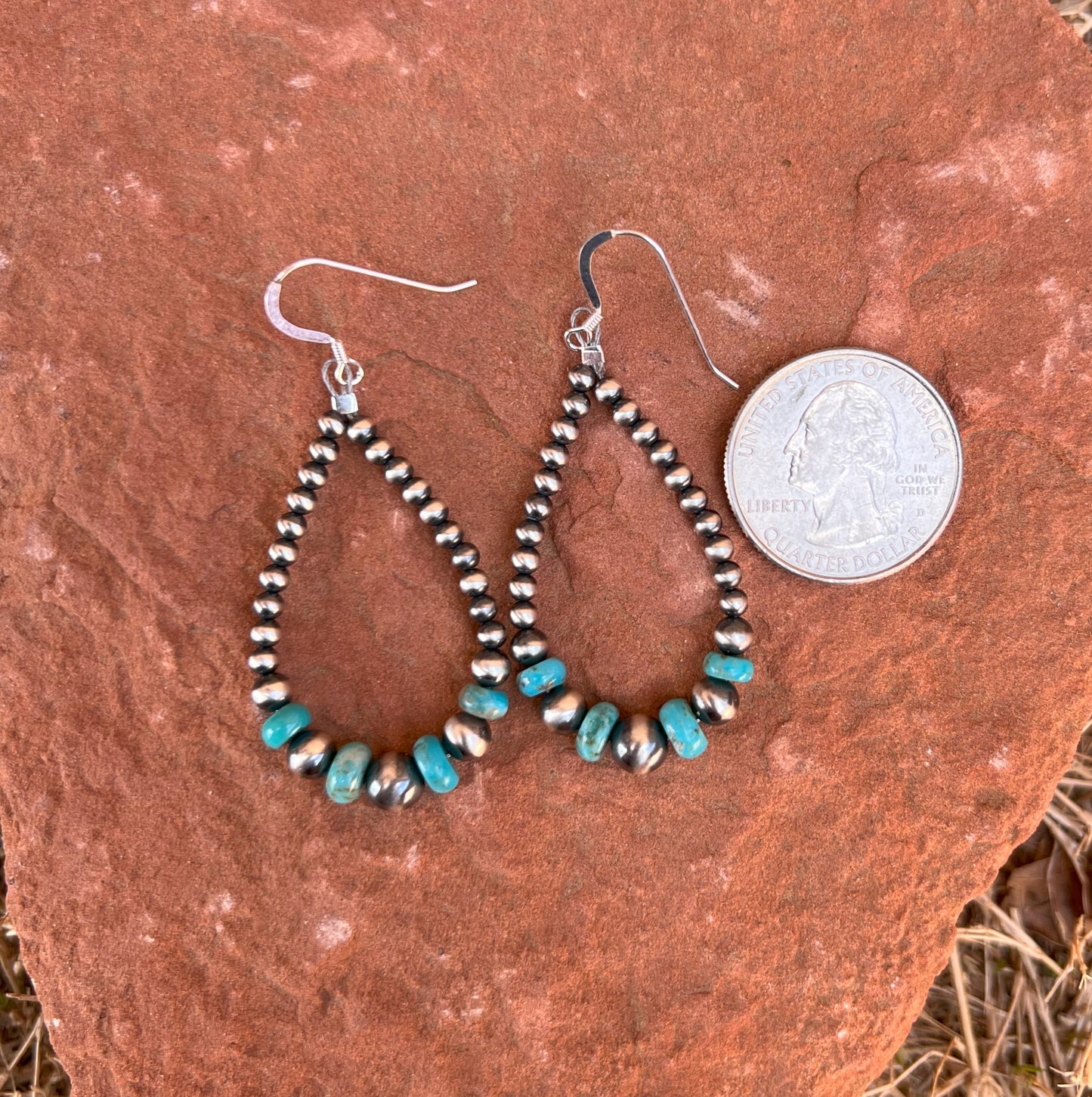 Navajo Pearl & Turquoise Teardrop Earring 2