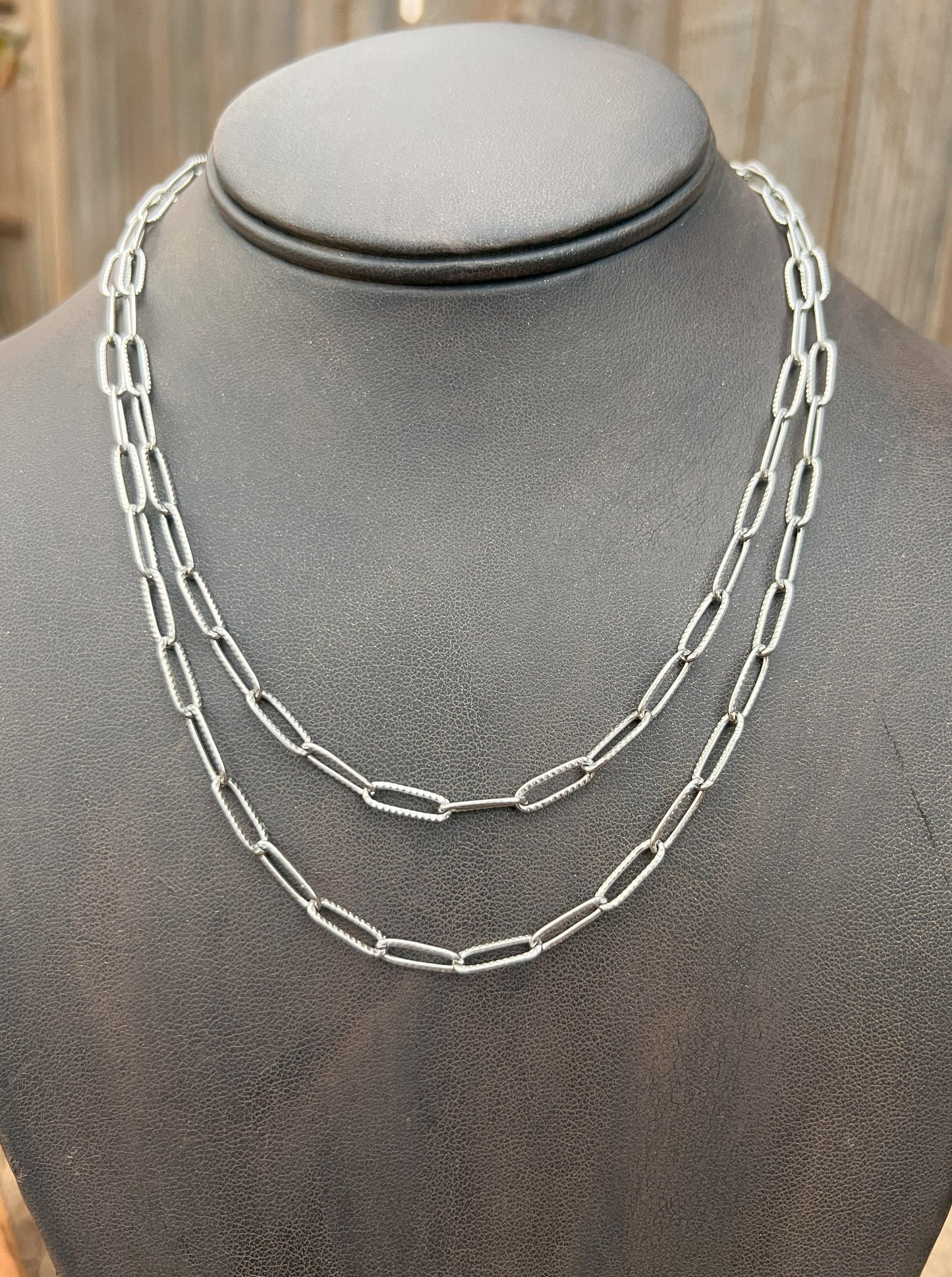 Textured Stainless Steel Paperclip Layering Chain