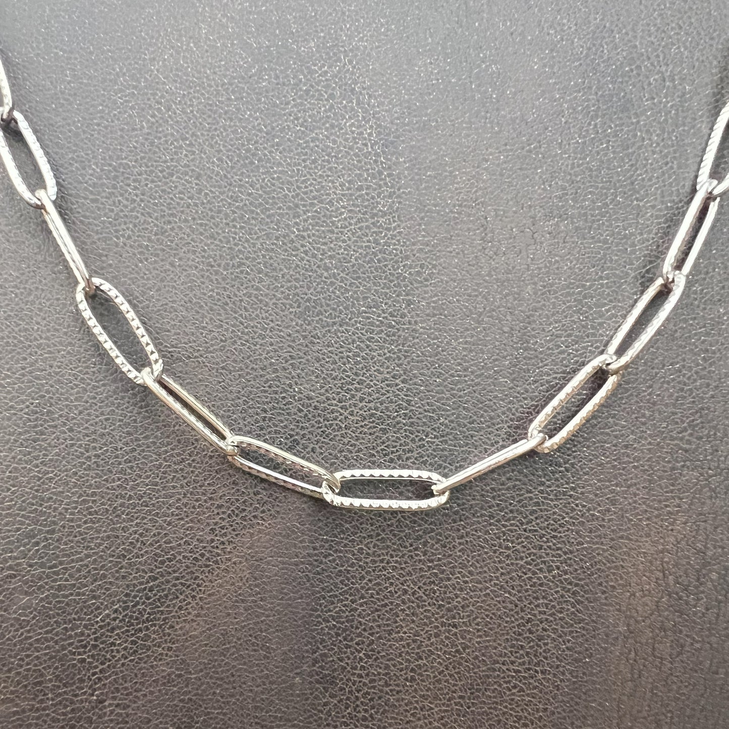 Textured Stainless Steel Paperclip Layering Chain