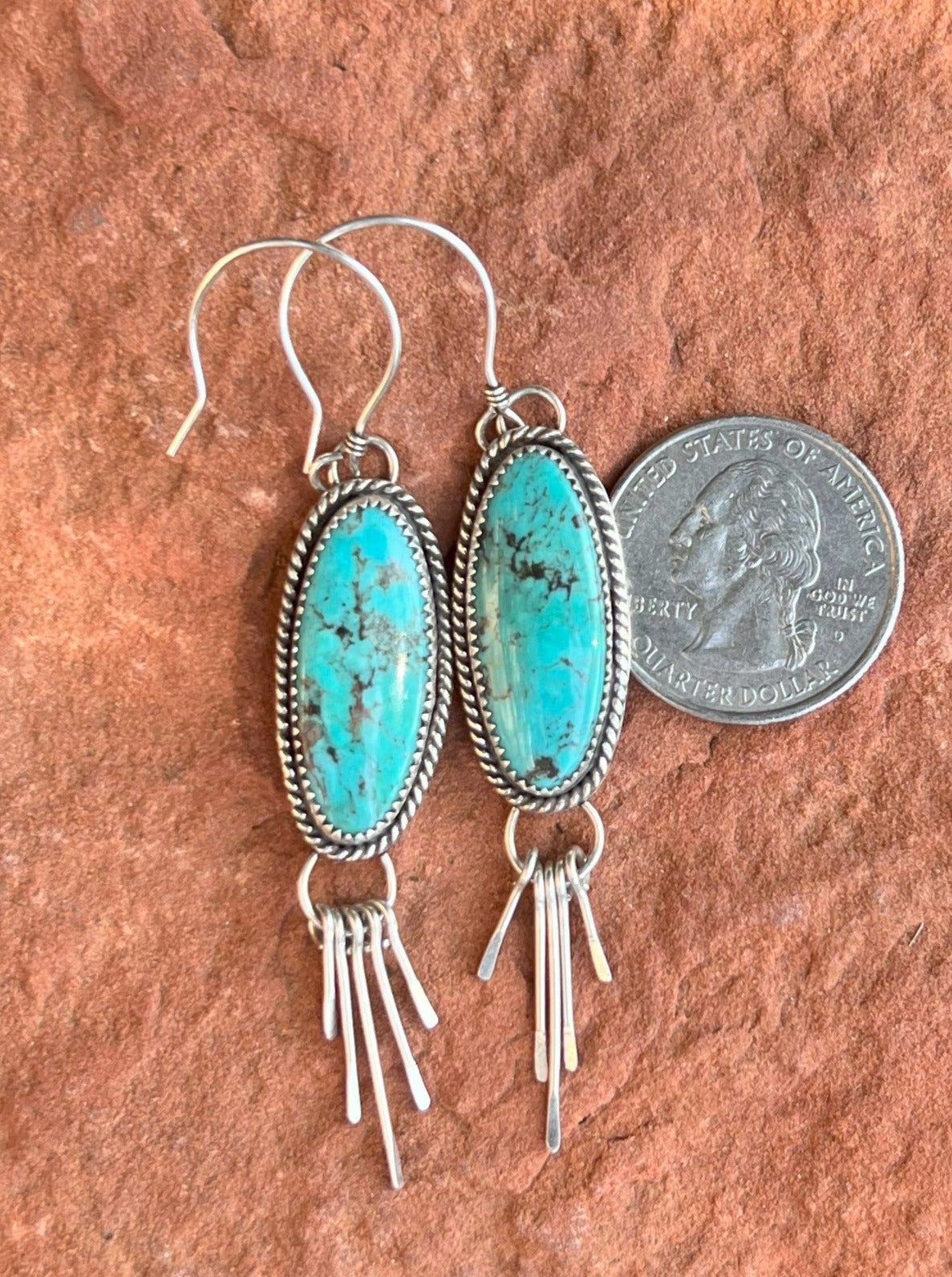 Turquoise & Sterling Silver Tassel Drop Earrings