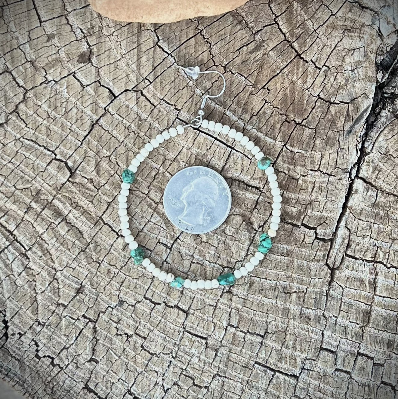 Turquoise Nugget & Magnesite Hoops