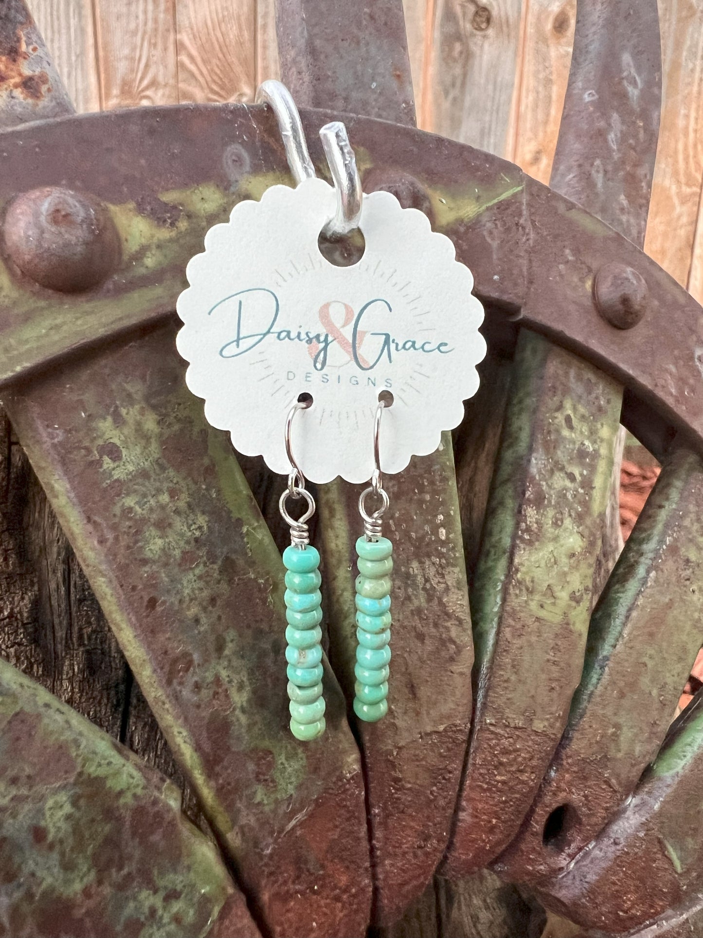 Turquoise & Stainless Steel Stick Earrings