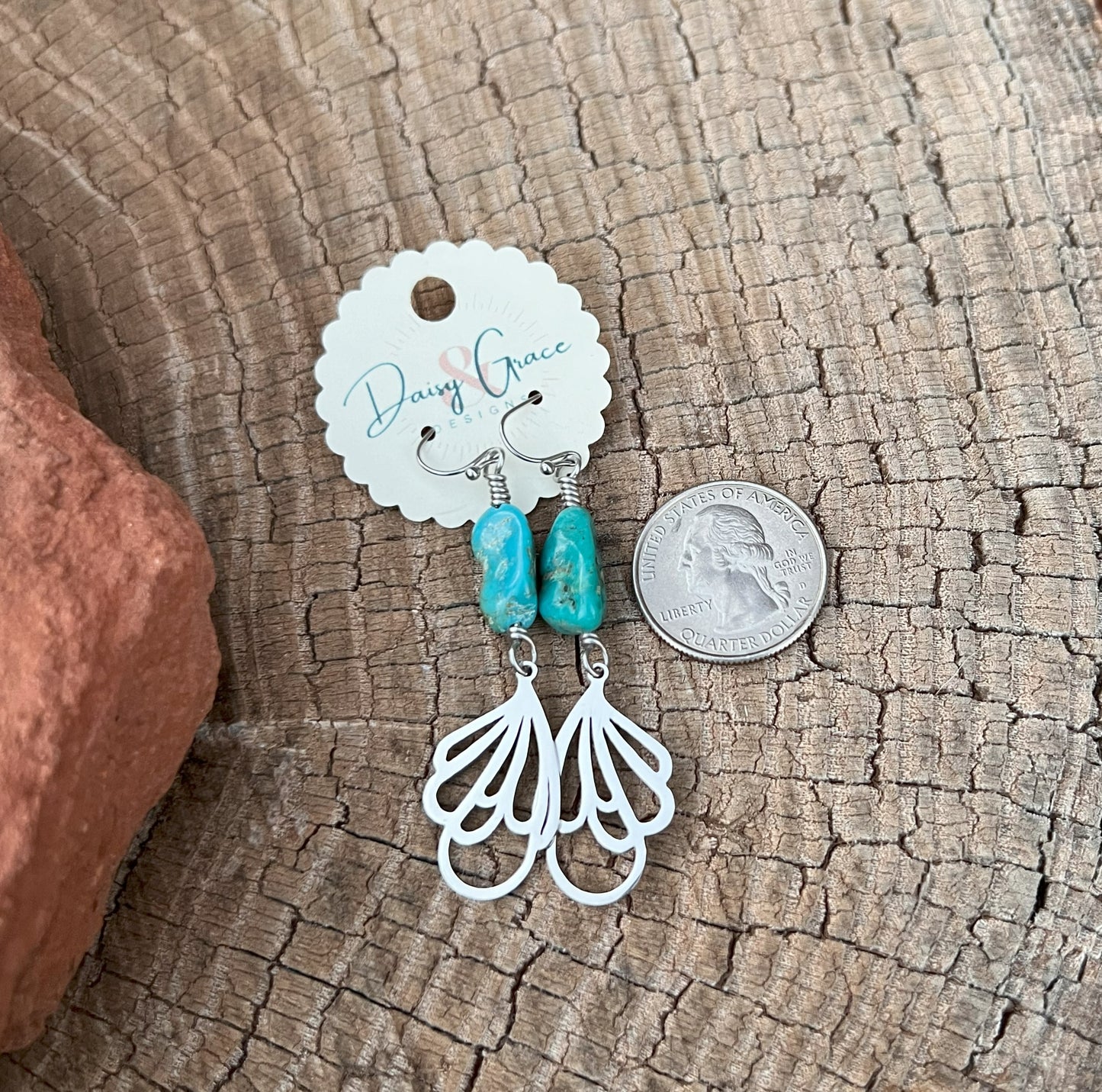 Turquoise & Stainless Steel Wing Drops