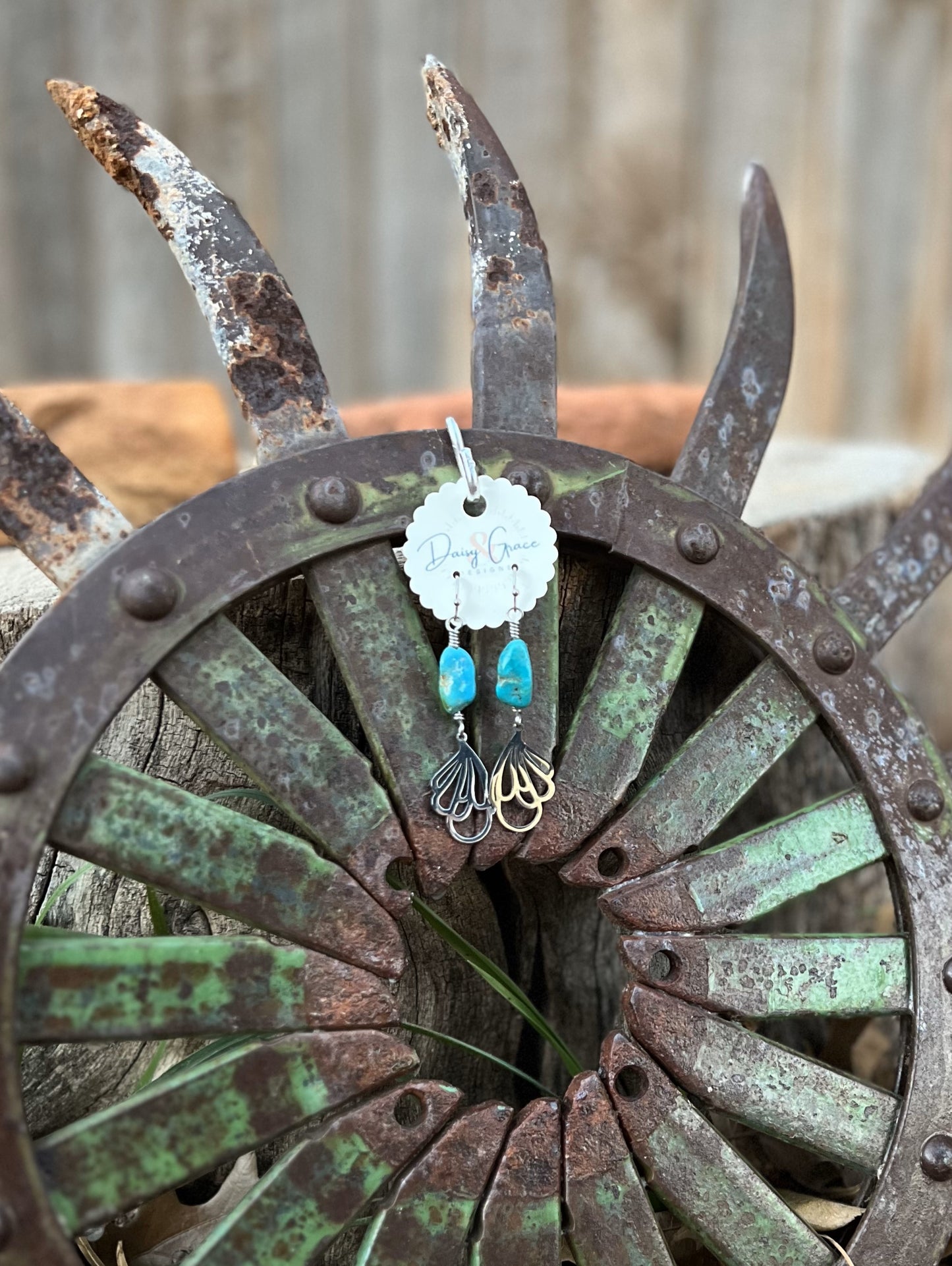 Turquoise & Stainless Steel Wing Drops